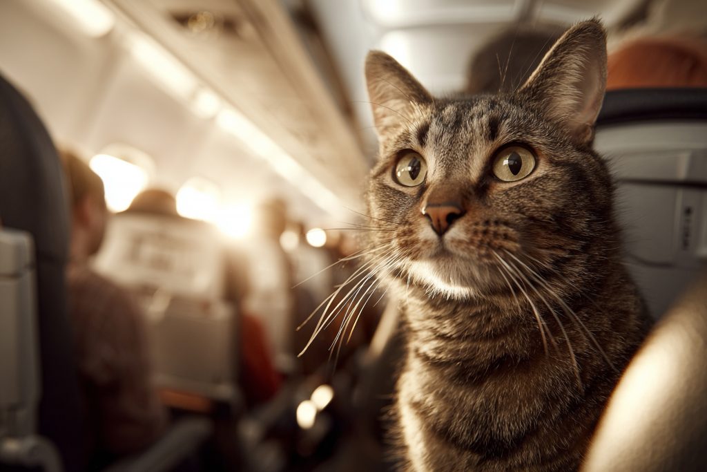 traveling with a cat on plane